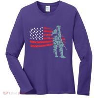 Support Our Soldiers USA American Flag Women's Long Sleeve Shirt thumb 0