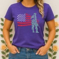 Support Our Soldiers USA American Flag Women's T-Shirt thumb 2