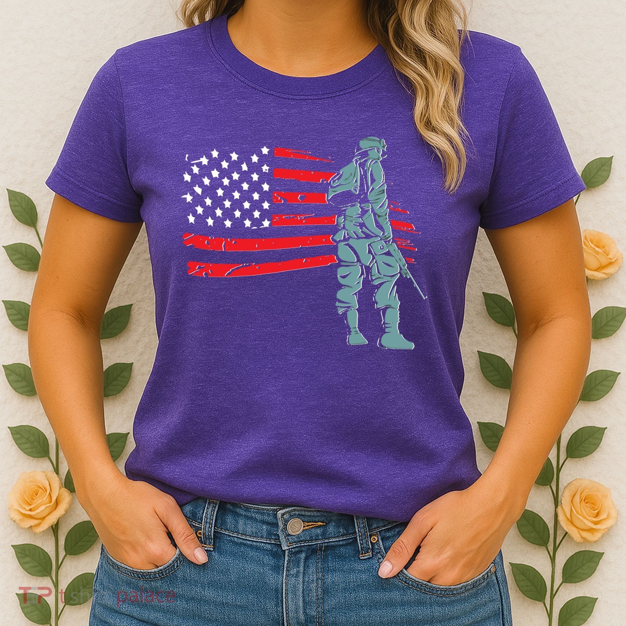 Support Our Soldiers USA American Flag Women's T-Shirt