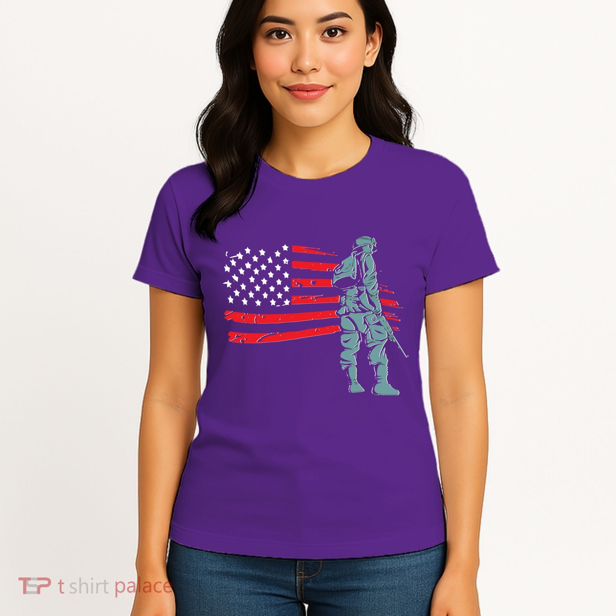 Support Our Soldiers USA American Flag Women's T-Shirt