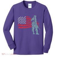 Support Our Soldiers USA American Flag Kids Long Sleeve Shirt thumb 0