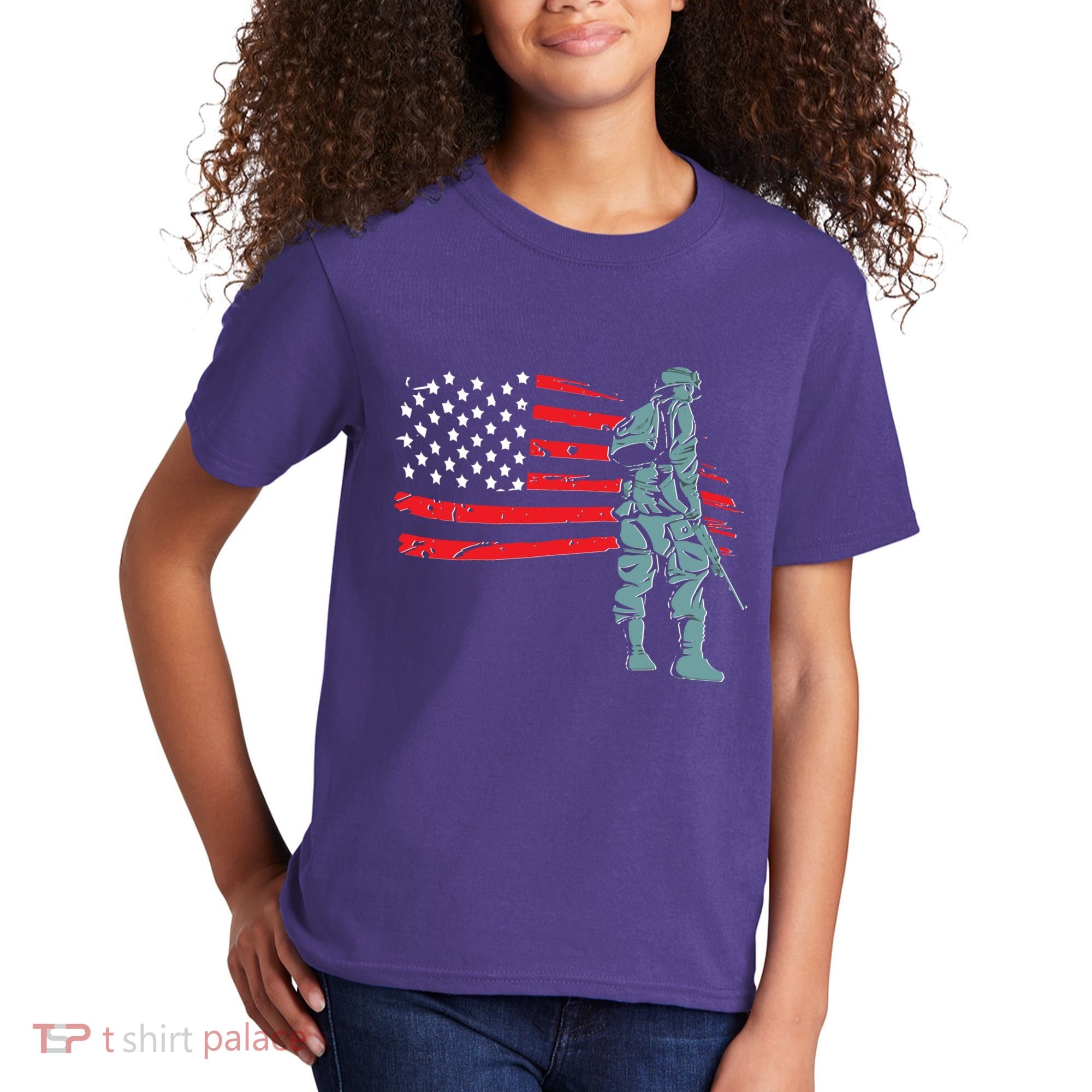 Support Our Soldiers USA American Flag Kids T-Shirt