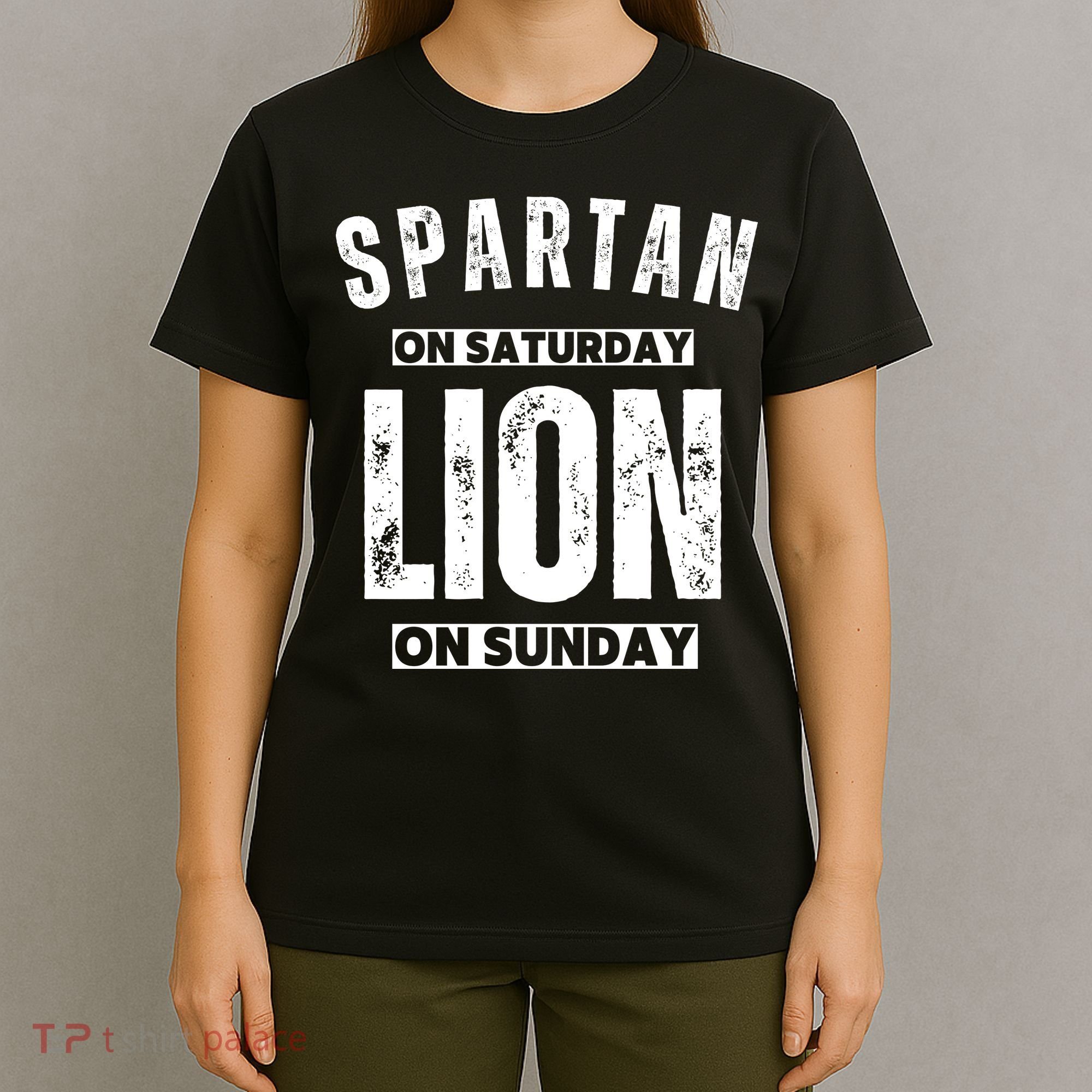 Spartan On Saturday Lion On Sunday Funny Detroit Vintage T-Shirt