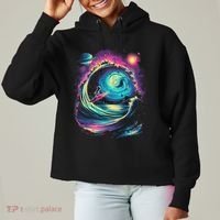 Surfing Outta Space Astronaut Ladies Heavyweight Boxy Pullover Hoodie thumb 0