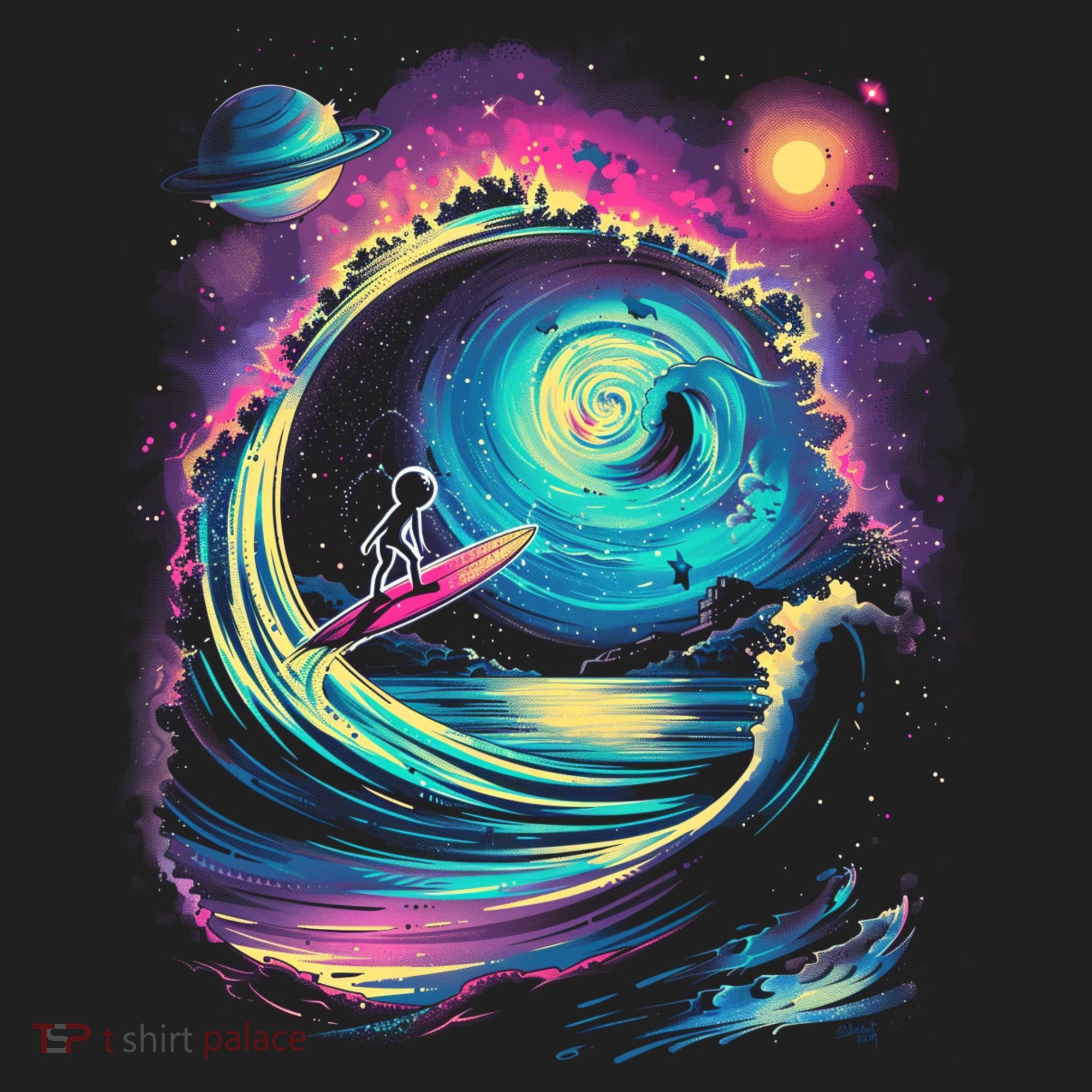 Surfing Outta Space Astronaut Ladies Heavyweight Boxy Pullover Hoodie