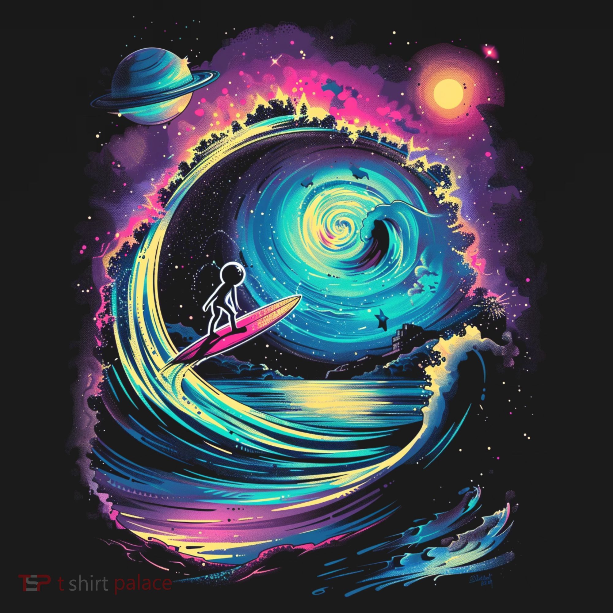 Surfing Outta Space Astronaut T-Shirt