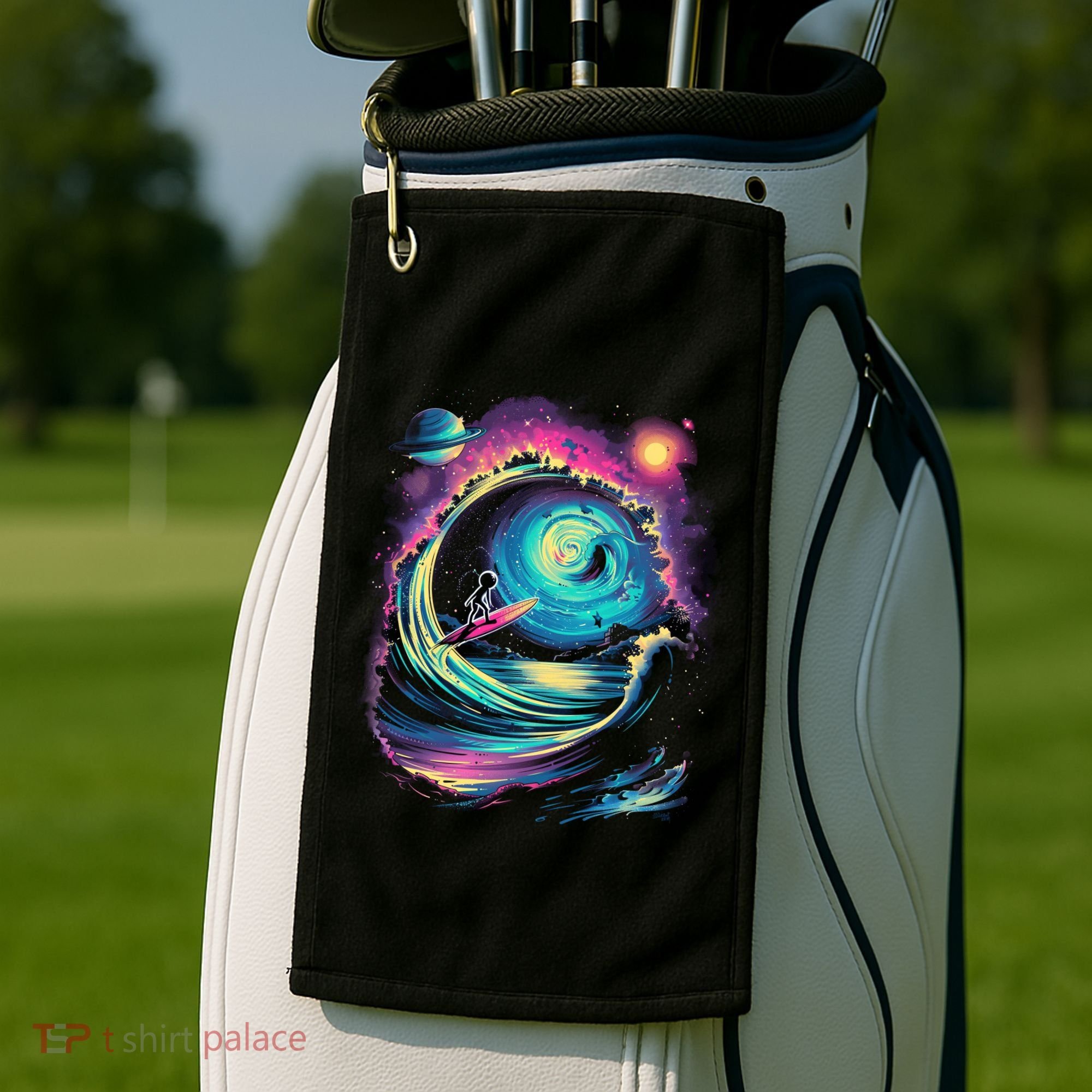 Surfing Outta Space Astronaut Golf Towel