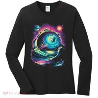 Surfing Outta Space Astronaut Women's Long Sleeve Shirt thumb 0