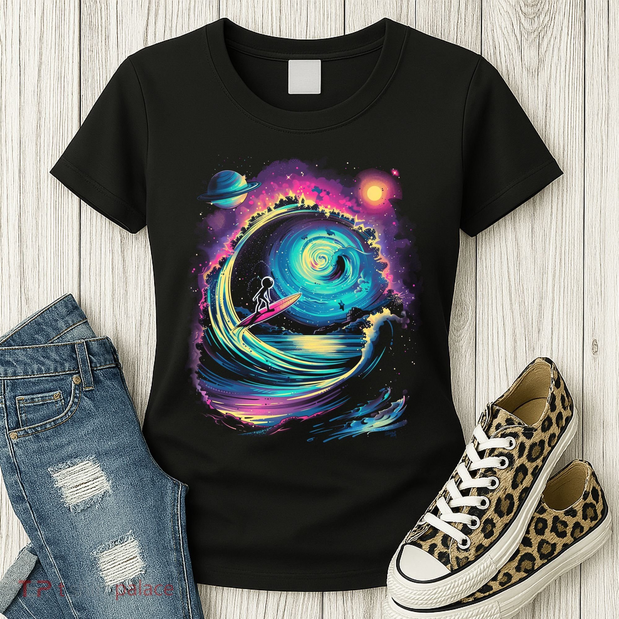 Surfing Outta Space Astronaut Women's T-Shirt