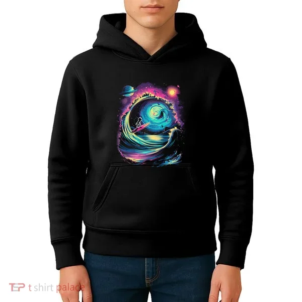 Surfing Outta Space Astronaut Kids Hoodie