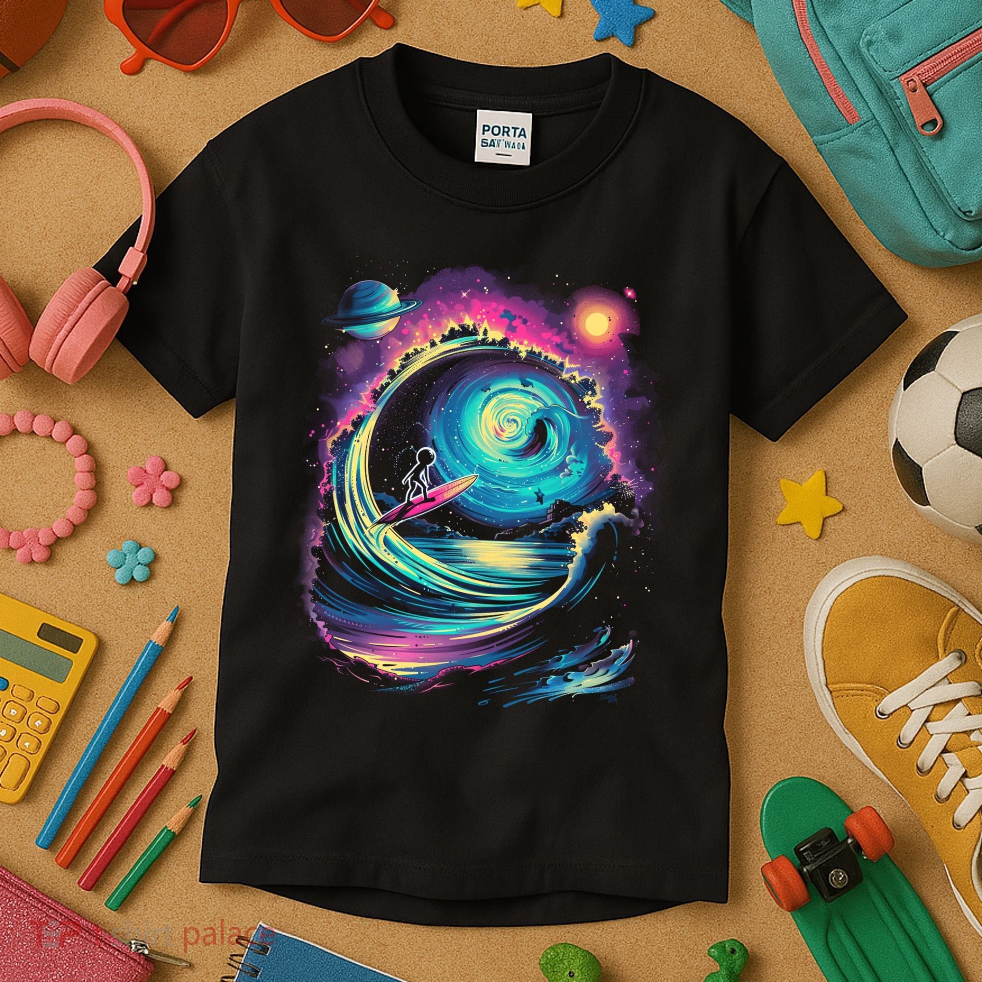 Surfing Outta Space Astronaut Kids T-Shirt