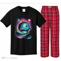 Surfing Outta Space Astronaut Kids Plaid Pajama Set thumb 0