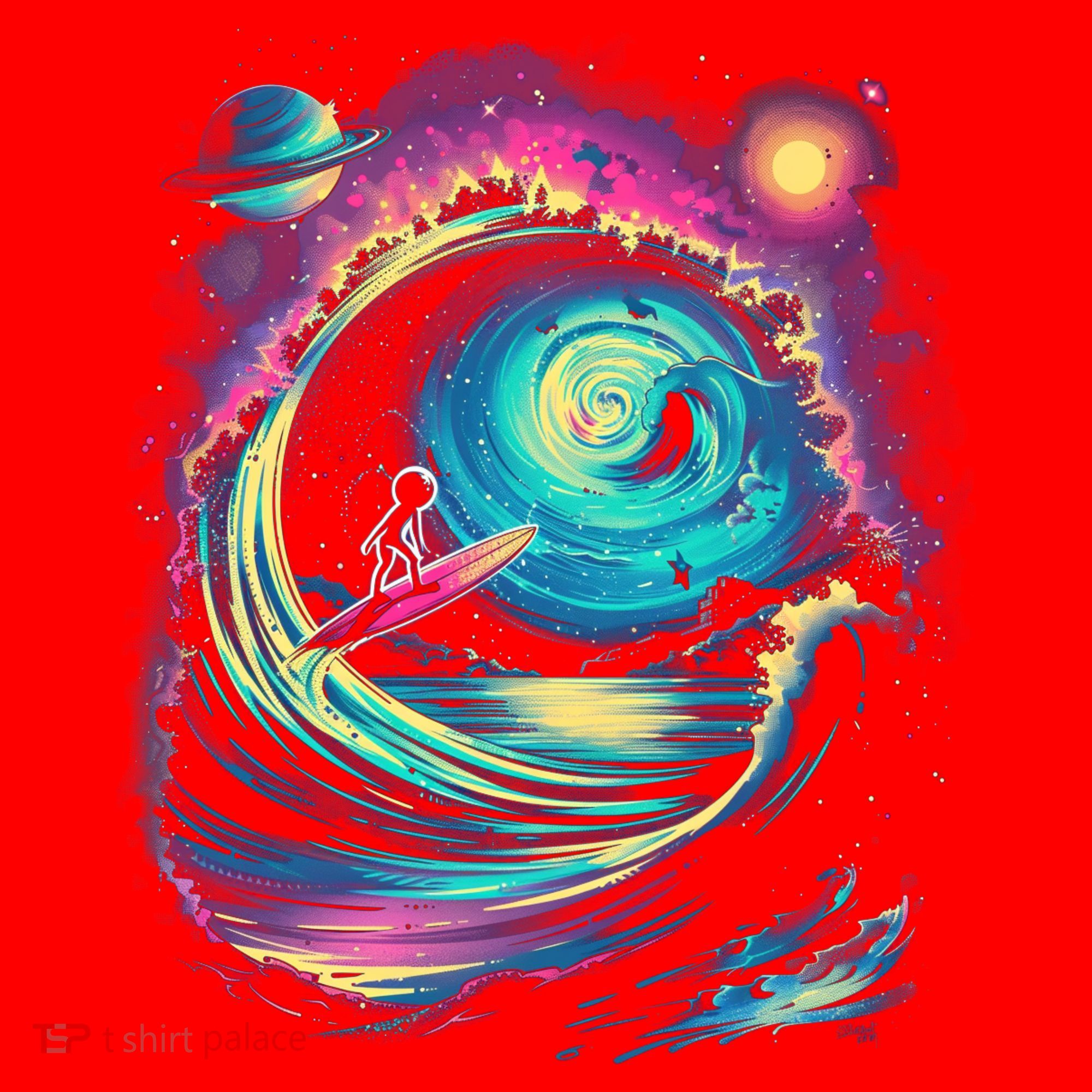 Surfing Outta Space Astronaut Santa Hat