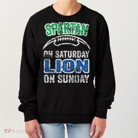 Spartan On Saturday Lion On Sunday Funny Detroit Women's Sweatshirt thumb 0