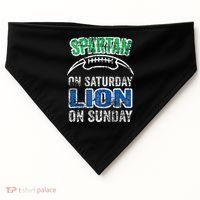 Spartan On Saturday Lion On Sunday Funny Detroit USA-Made Doggie Bandana thumb 0