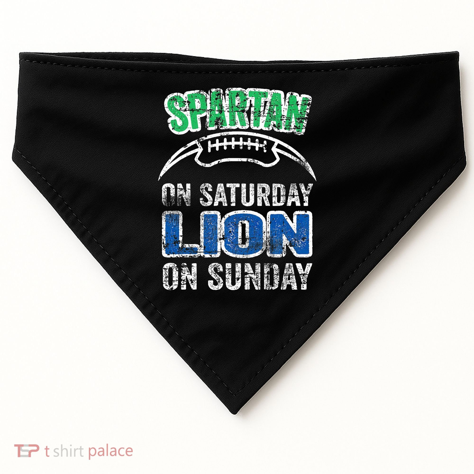 Spartan On Saturday Lion On Sunday Funny Detroit USA-Made Doggie Bandana