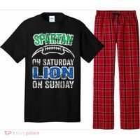 Spartan On Saturday Lion On Sunday Funny Detroit Pajama Set thumb 0