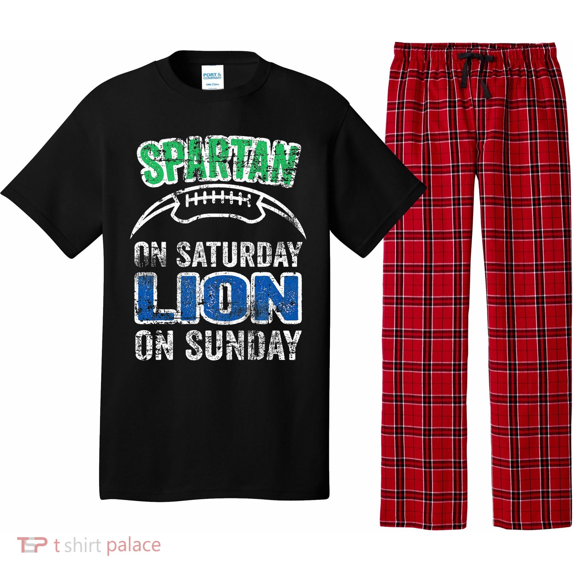 Spartan On Saturday Lion On Sunday Funny Detroit Pajama Set