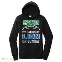 Spartan On Saturday Lion On Sunday Funny Detroit Women's Hoodie thumb 0