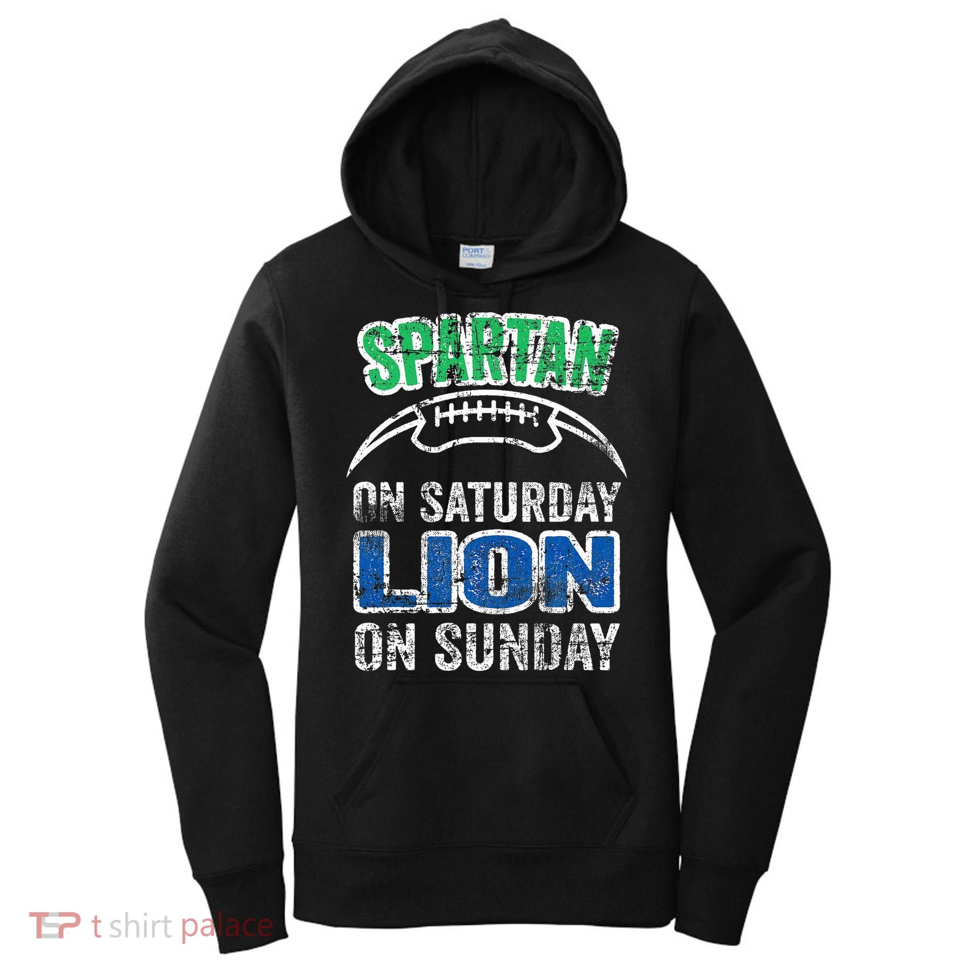 Spartan On Saturday Lion On Sunday Funny Detroit Women's Hoodie