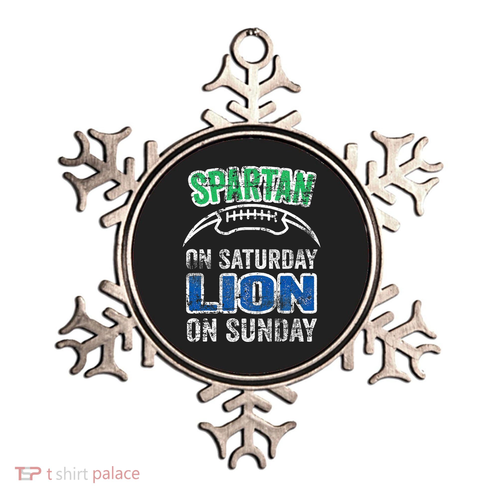 Spartan On Saturday Lion On Sunday Funny Detroit Ornament