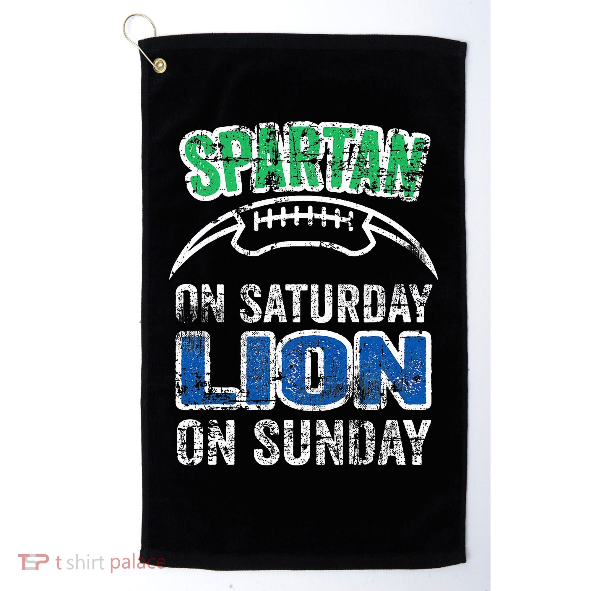Spartan On Saturday Lion On Sunday Funny Detroit Golf Towel