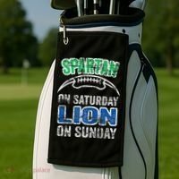 Spartan On Saturday Lion On Sunday Funny Detroit Golf Towel thumb 2