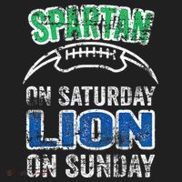 Spartan On Saturday Lion On Sunday Funny Detroit Golf Towel thumb 3