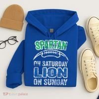 Spartan On Saturday Lion On Sunday Funny Detroit Hoodie thumb 4