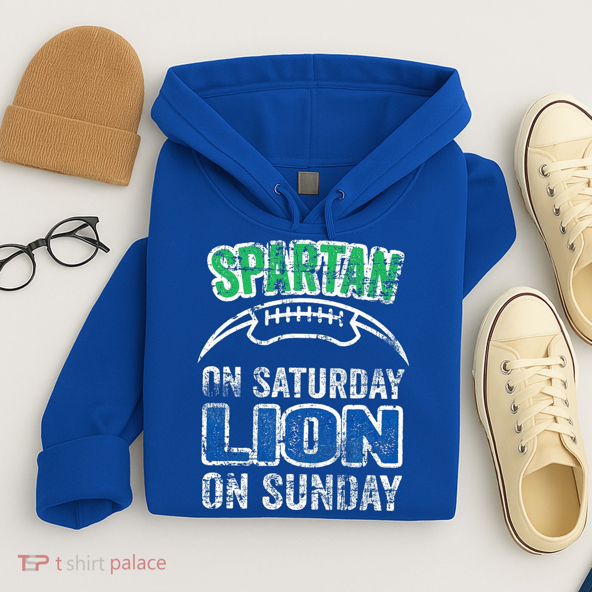 Spartan On Saturday Lion On Sunday Funny Detroit Hoodie