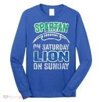 Spartan On Saturday Lion On Sunday Funny Detroit Long Sleeve Shirt thumb 0