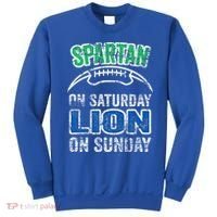 Spartan On Saturday Lion On Sunday Funny Detroit Sweatshirt thumb 0