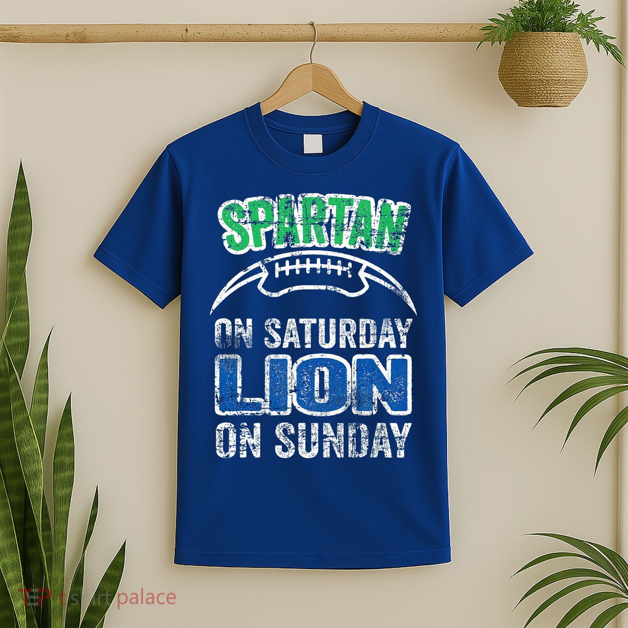 Spartan On Saturday Lion On Sunday Funny Detroit T-Shirt