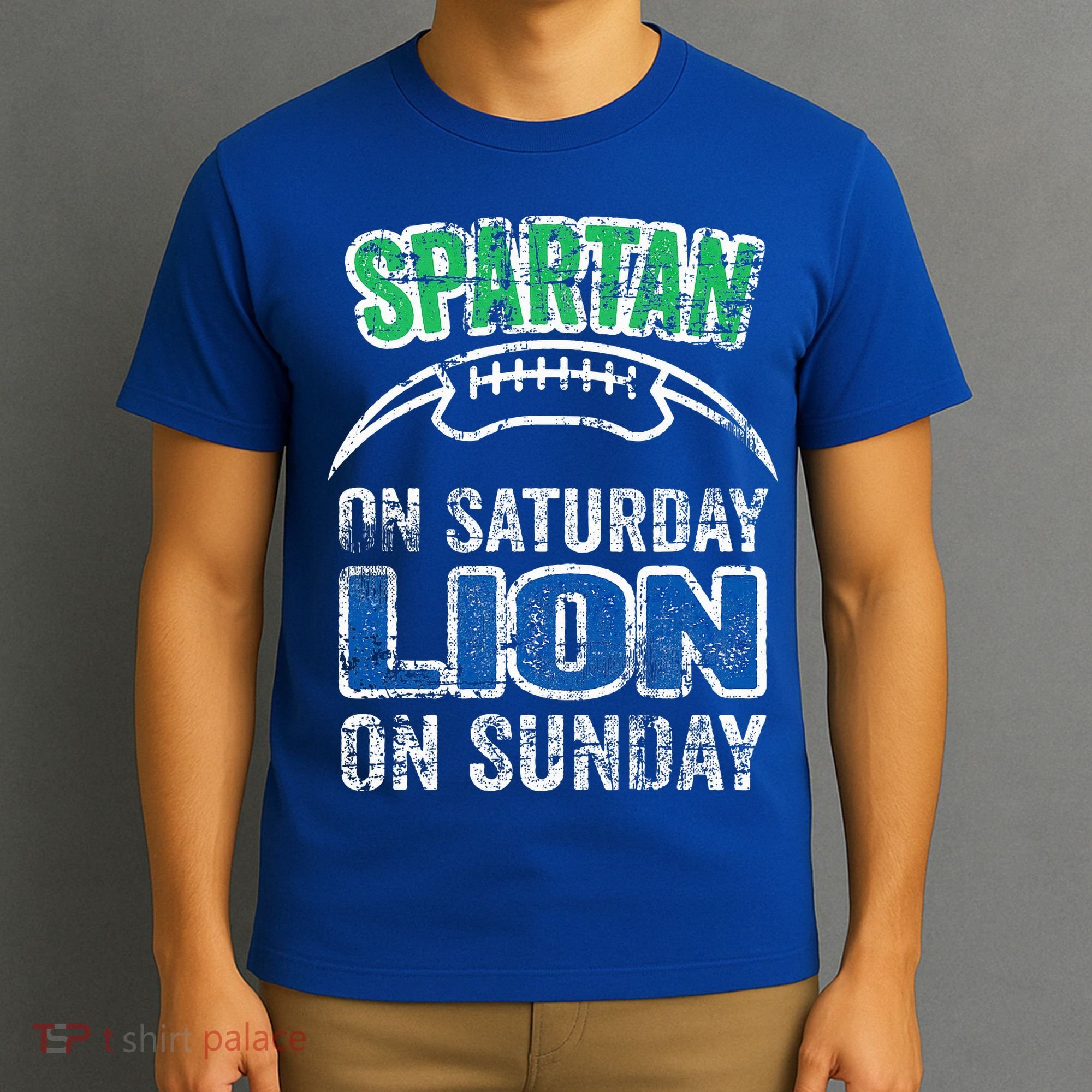Spartan On Saturday Lion On Sunday Funny Detroit T-Shirt