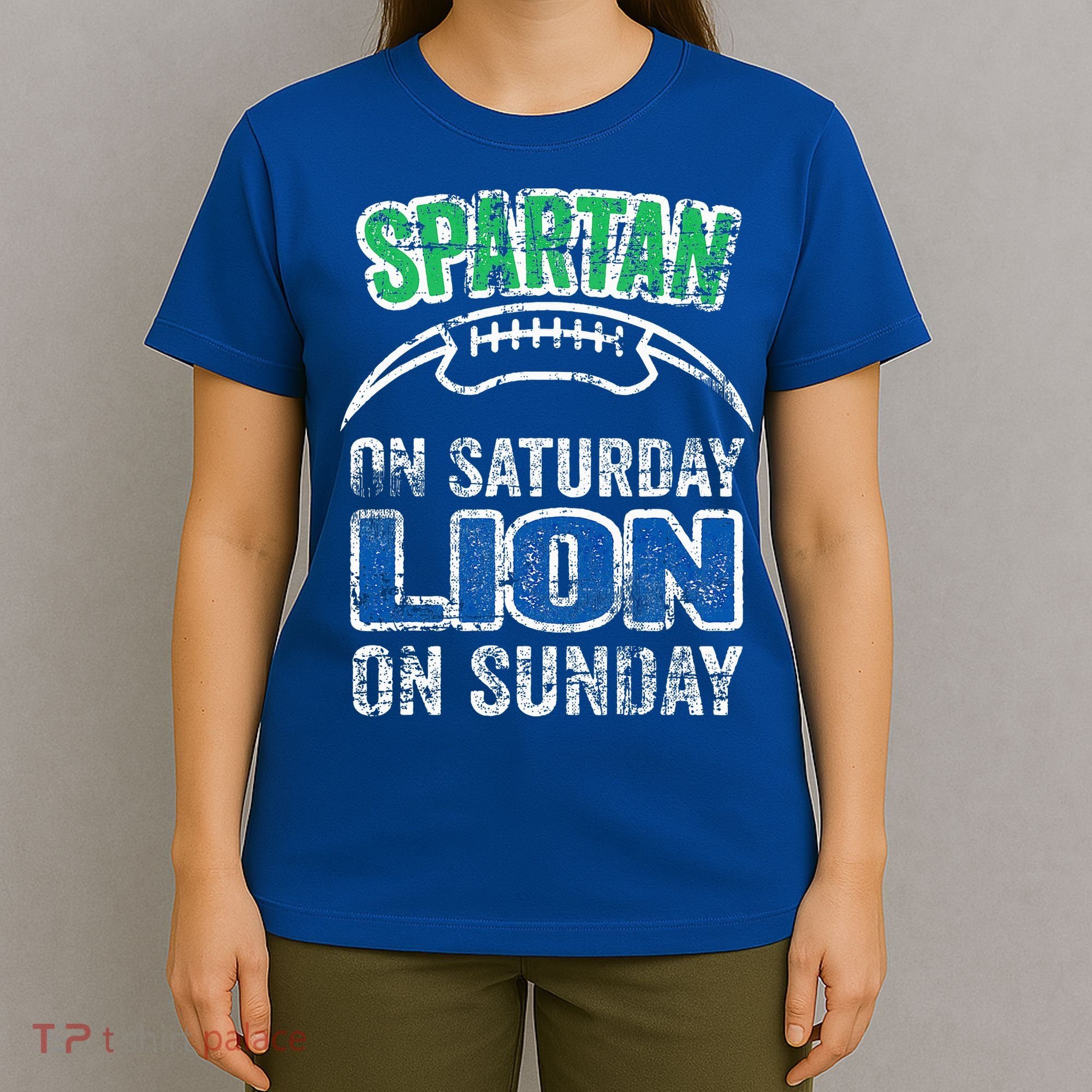 Spartan On Saturday Lion On Sunday Funny Detroit T-Shirt