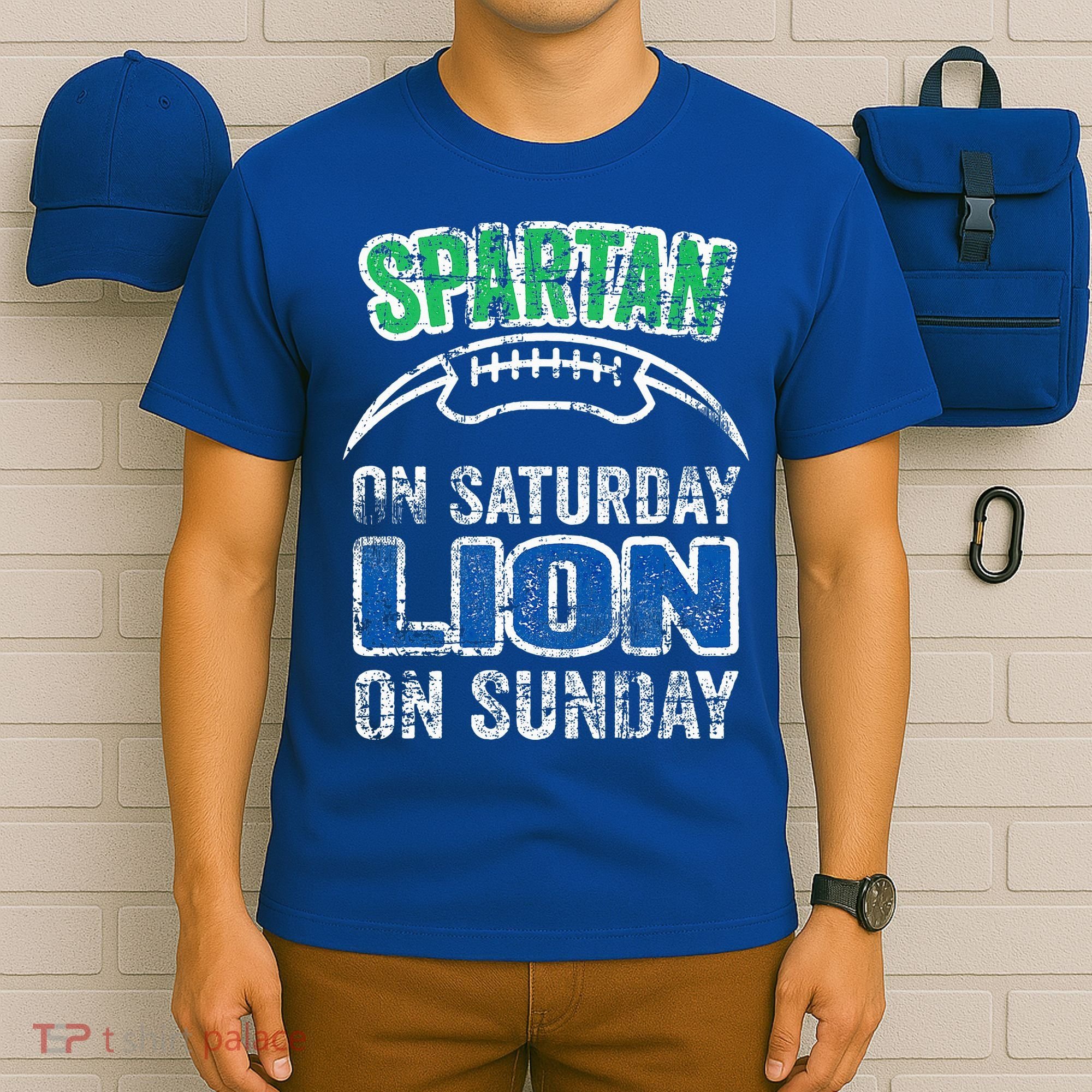 Spartan On Saturday Lion On Sunday Funny Detroit T-Shirt