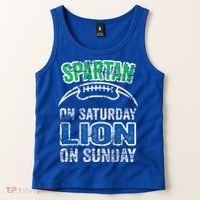 Spartan On Saturday Lion On Sunday Funny Detroit Tank Top thumb 2