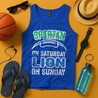 Spartan On Saturday Lion On Sunday Funny Detroit Tank Top thumb 4