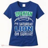 Spartan On Saturday Lion On Sunday Funny Detroit Women's T-Shirt thumb 0