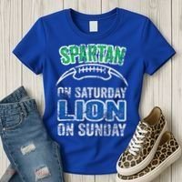 Spartan On Saturday Lion On Sunday Funny Detroit Women's T-Shirt thumb 3