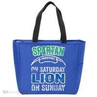 Spartan On Saturday Lion On Sunday Funny Detroit Tote Bag thumb 0