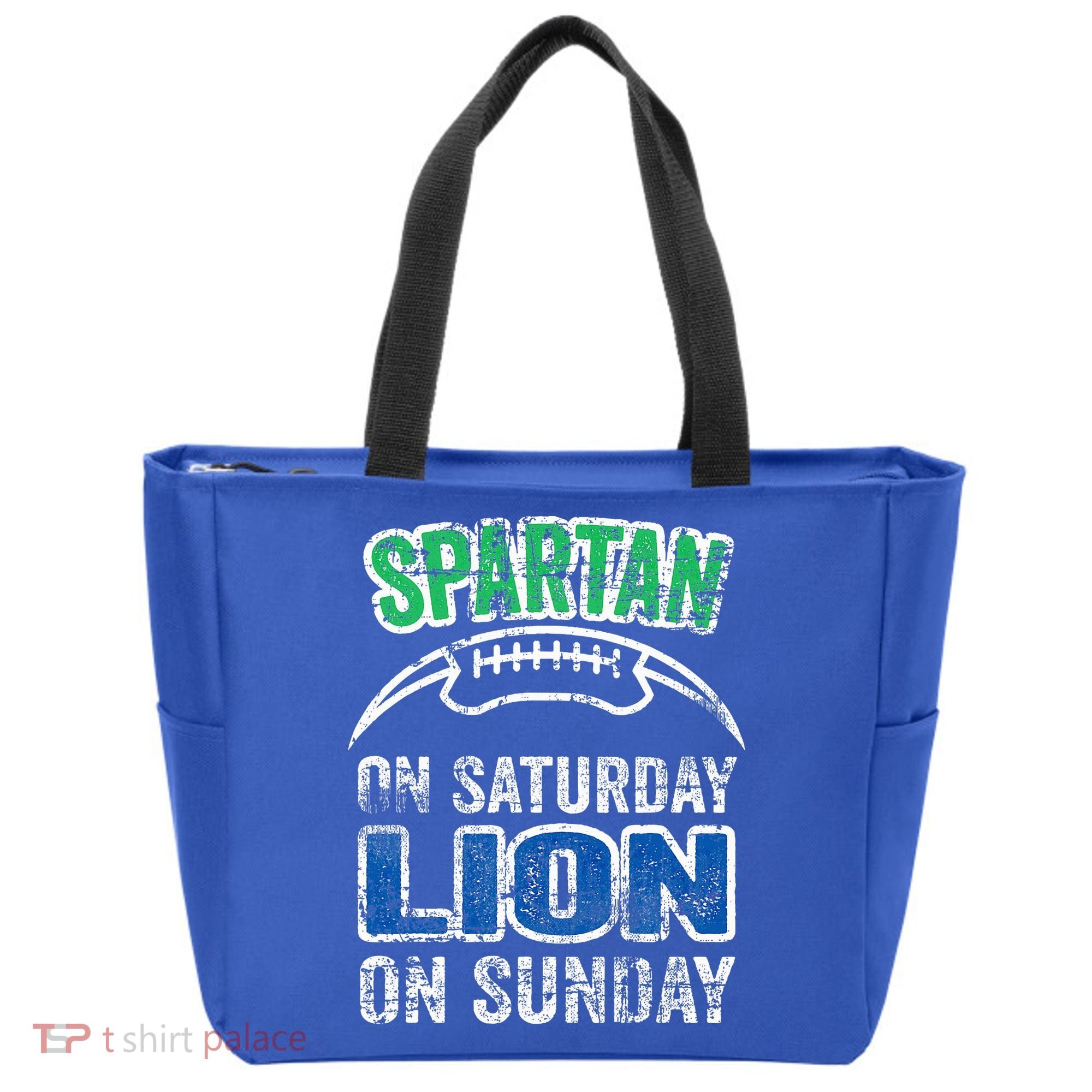 Spartan On Saturday Lion On Sunday Funny Detroit Tote Bag