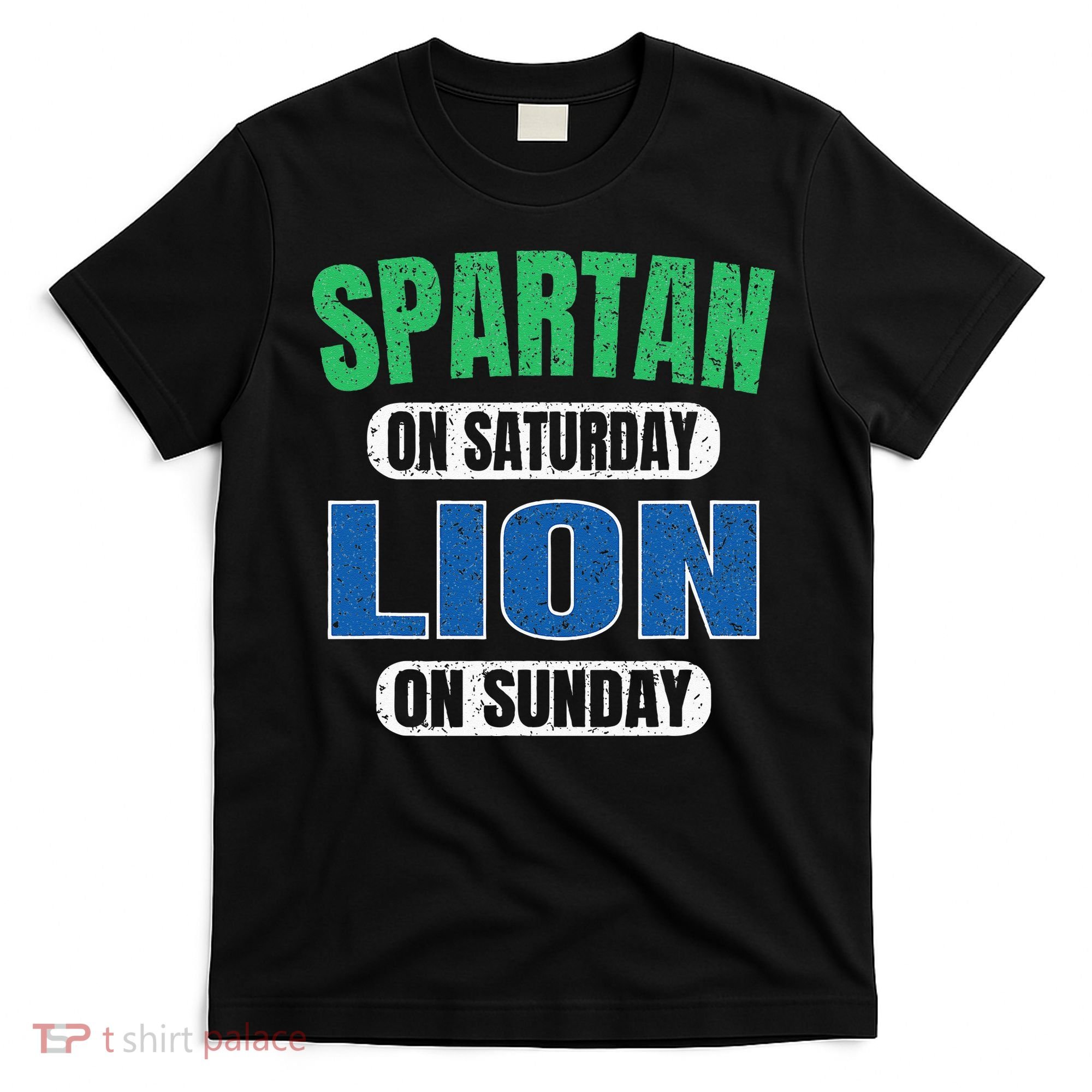 Spartan On Saturday Lion On Sunday Funny Detroit Vintage T-Shirt