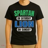 Spartan On Saturday Lion On Sunday Funny Detroit Vintage T-Shirt thumb 3
