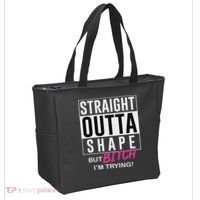 Straight Outta Shape But Bitch I'm Trying Tote Bag thumb 2