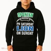 Spartan On Saturday Lion On Sunday Detroit Won Hoodie thumb 2