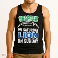 Spartan On Saturday Lion On Sunday Detroit Won Tank Top thumb 3
