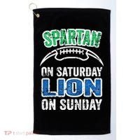 Spartan On Saturday Lion On Sunday Detroit Won Golf Towel thumb 0