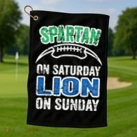 Spartan On Saturday Lion On Sunday Detroit Won Golf Towel thumb 1