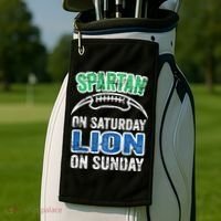 Spartan On Saturday Lion On Sunday Detroit Won Golf Towel thumb 2